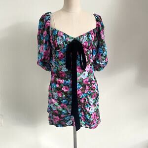 For Love And Lemons Floral Mini Dress - Pink, Blue, Green